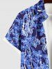 Plus Size Flower Leaf Print Hawaii Button Pocket Shirt For Men -  