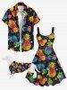 Pet's Pineapple Paint Splatter Print Hollow Out T-shirt -  