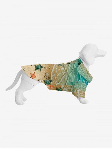 Pet's Sea Creatures Shell Turtle Waves Print Hawaii Shirt - MULTI-A - 2XL