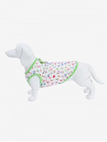Pet's Colorful Letters Print D-Ring Tank Top - WHITE - S