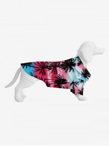 Pet's Coconut Tree Birds Ombre Colorblock Print Hawaii Shirt