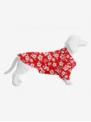 Pet's Turn-down Collar Flower Coconut Leaves Print Hawaii Button Shirt -  