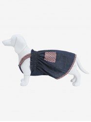 Pet's Plaid Pocket Elastic Trim Denim Tank Dress -  