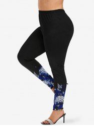 Plus Size Dandelion Butterfly Galaxy Print Leggings -  