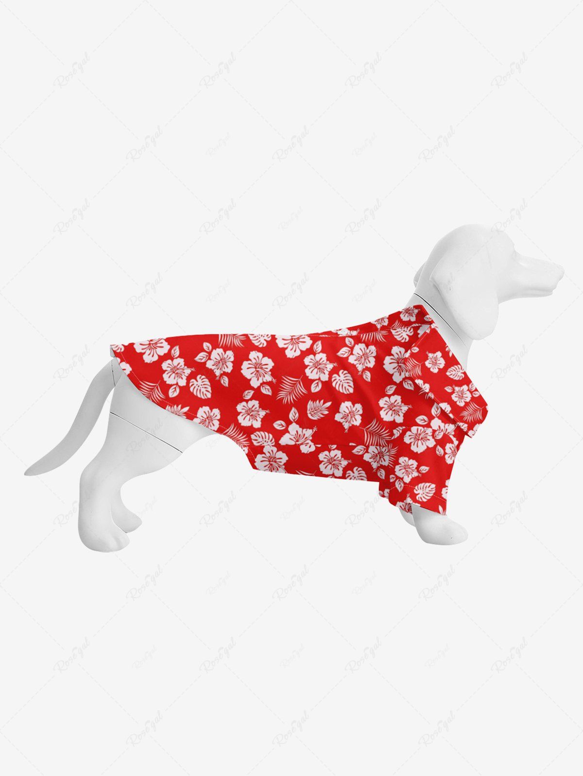 Outfits Pet's Turn-down Collar Flower Coconut Leaves Print Hawaii Button Shirt  