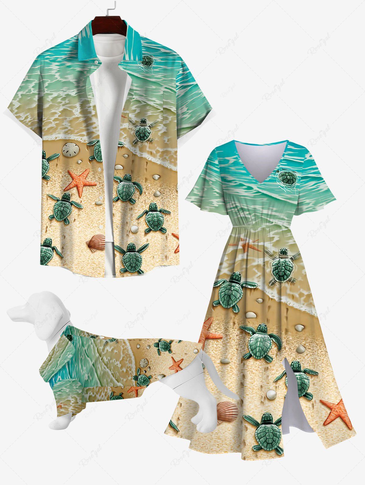Buy Sea Beach Starfish Turtle Shell Print Hawaii Dog and Owner Matching Outfits  