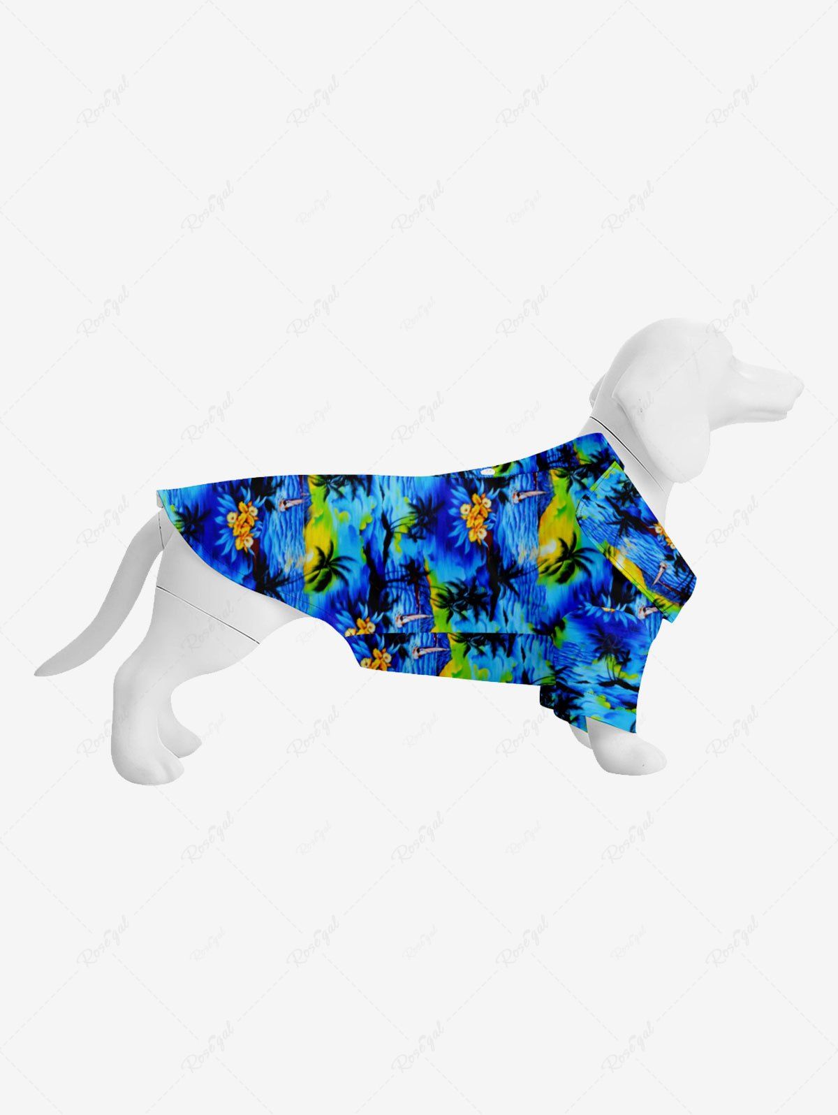 Cheap Pet's Coconut Tree Sea Flower Print Hawaii Shirt  