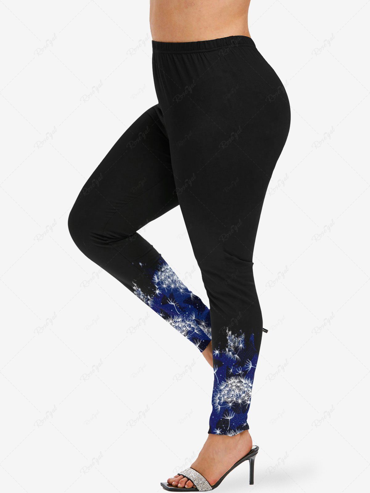 Sale Plus Size Dandelion Butterfly Galaxy Print Leggings  