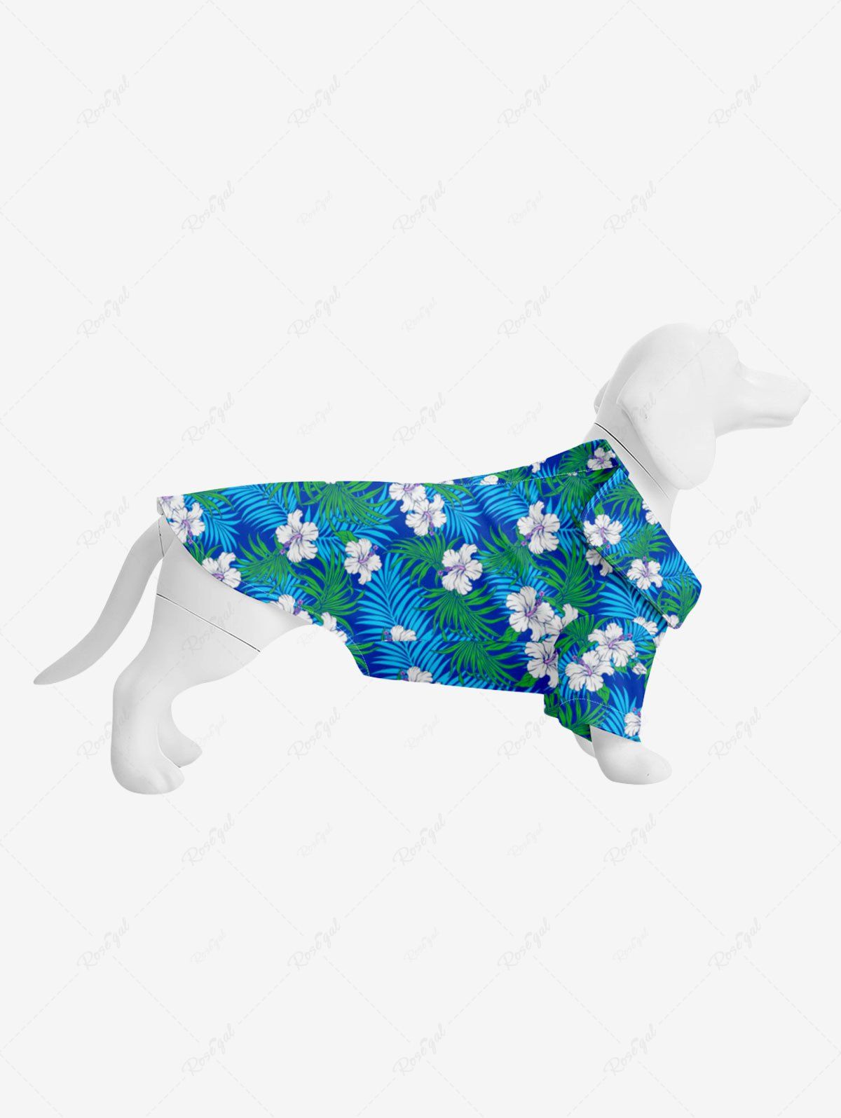 Affordable Pet's Turn-down Collar Coconut Leaves Floral Print Hawaii Button Shirt  