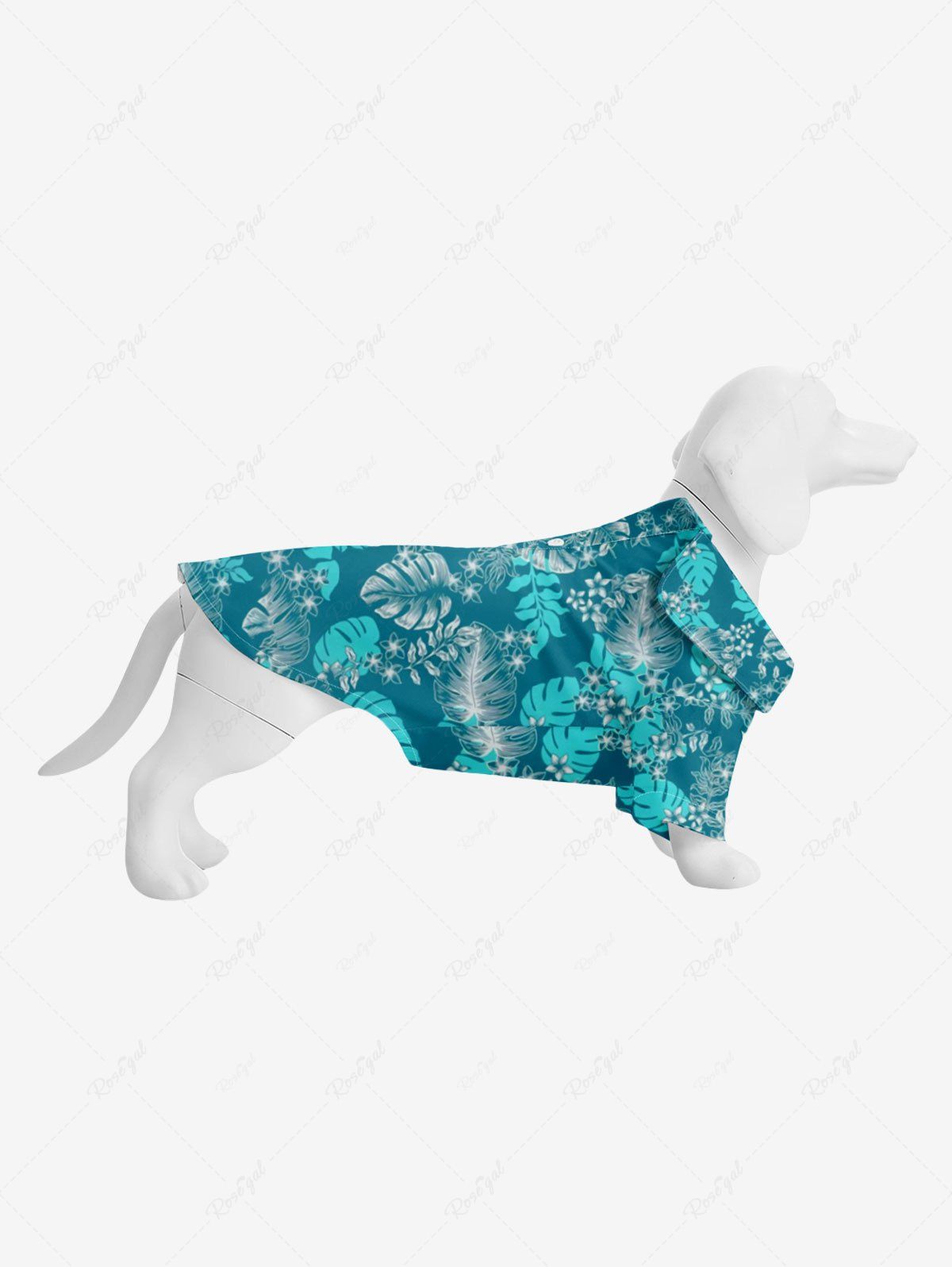 Shops Pet's Turn-down Collar Coconut Leaves Floral Print Hawaii Button Shirt  