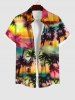 Ombre Galaxy Sun Coconut Tree Print Hawaii Dog and Owner Matching Outfits -  