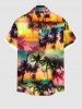 Ombre Galaxy Sun Coconut Tree Print Hawaii Dog and Owner Matching Outfits -  