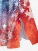 Patriotic American Flag Tie Dye Galaxy Print Plus Size Matching Hawaii Beach Outfit For Couples -  