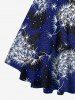 Plus Size Dandelion Butterfly Galaxy Print Lattice Crisscross Flare Sleeves T-shirt -  