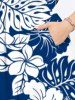 Transparent pour Plage Deux-Tons à Imprimé Feuilles D'Hibiscus et Fleurs Grande-Taille - Bleu 