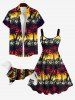 Pet's Coconut Tree Flower Ombre Print Buttons Hawaii Shirt -  