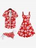 Pet's Turn-down Collar Flower Coconut Leaves Print Hawaii Button Shirt -  