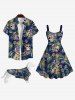 Pet's Turn-down Collar Skulls Coconut Leaves Floral Print Hawaii Button Shirt -  