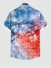 Plus Size Patriotic American Flag Tie Dye Galaxy Print Buttons Pocket Shirt For Men -  