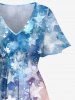 Plus Size Patriotic American Flag Tie Dye Galaxy Print Split Dress -  