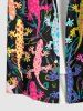 Plus Size Colorful Gecko Spotted Print Hawaii Ombre Button Pocket Shirt For Men -  