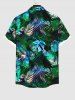 Plus Size Palm Leaf Print Buttons Pocket Hawaii Shirt For Men -  
