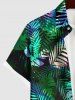Plus Size Palm Leaf Print Buttons Pocket Hawaii Shirt For Men -  