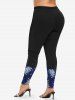 Plus Size Dandelion Butterfly Galaxy Print Leggings -  