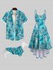 Pet's Turn-down Collar Coconut Leaves Floral Print Hawaii Button Shirt -  