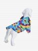 Pet's Turn-down Collar Colorful Spiral Tie Dye Cat Paw Print Hawaii Button Shirt -  
