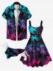 Pet's Ombre Coconut Tree Print Buttons Hawaii Shirt -  