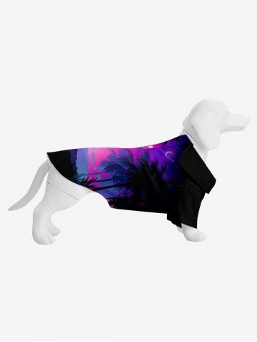 Pet's Coconut Tree Ombre Galaxy Print Hawaii Shirt - BLACK - M