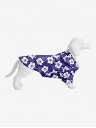Pet's Turn-down Collar Ombre Floral Leaf Print Hawaii Button Shirt -  