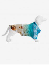 Pet's Starfish Shell Beach Ombre Sky Sea Print Hawaii Button Shirt -  