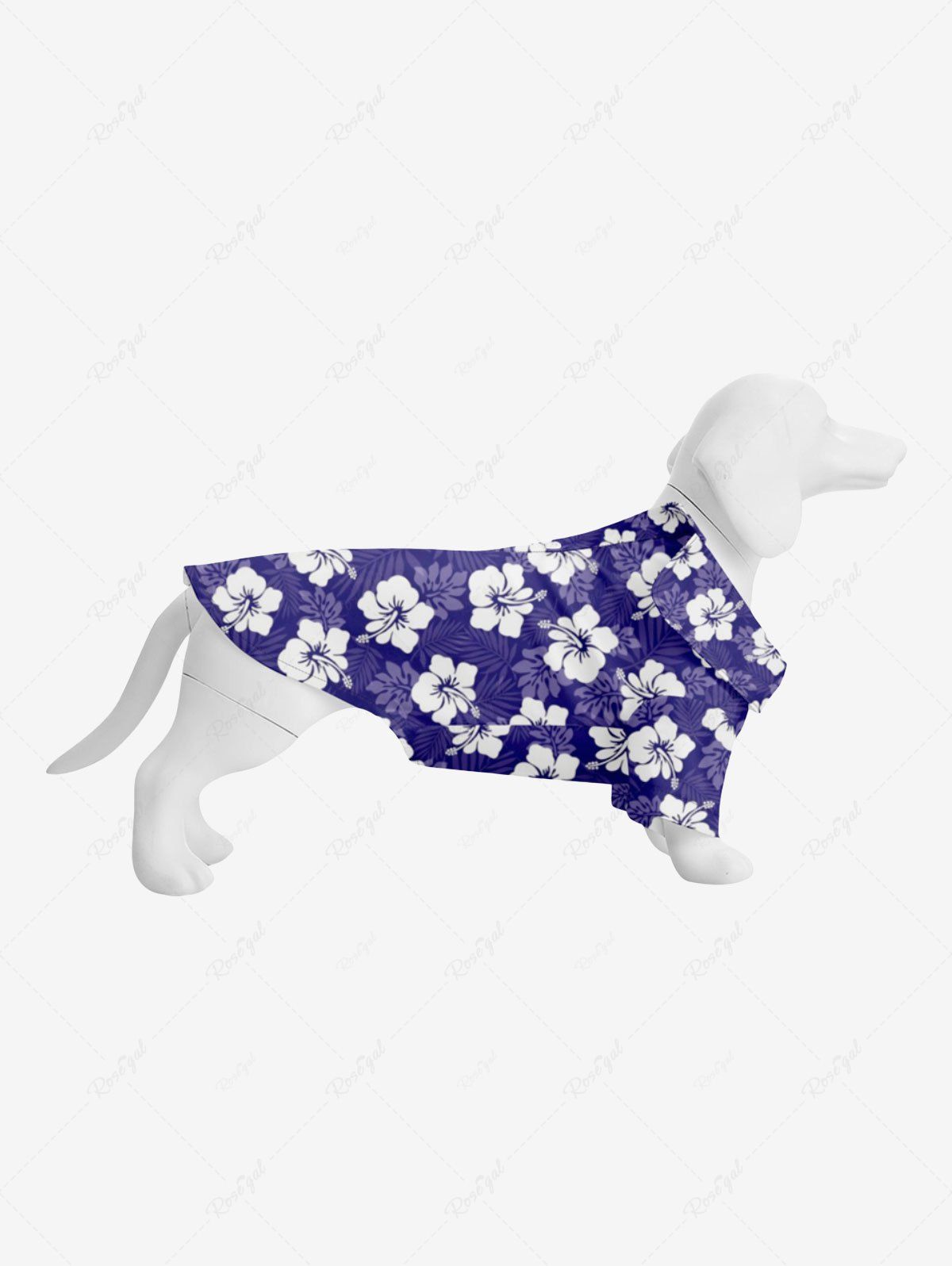 New Pet's Turn-down Collar Ombre Floral Leaf Print Hawaii Button Shirt  