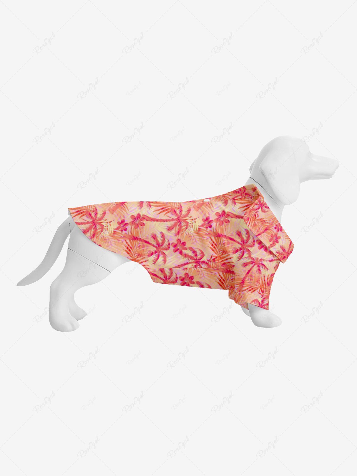 Store Pet's Turn-down Collar Coconut Tree Floral  Print Hawaii Button Shirt  