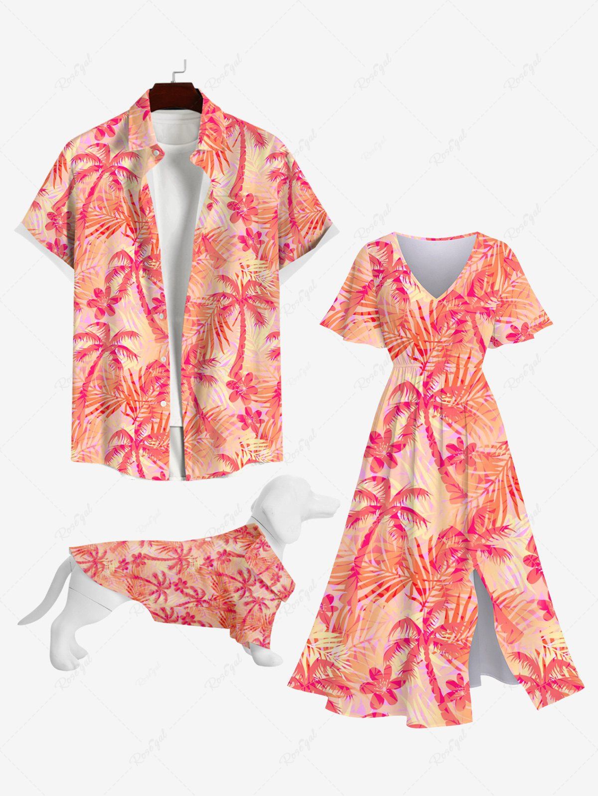 Unique Coconut Tree Flowers Print Hawaii Dog And Owner Matching Outfits  