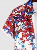 Cold Shoulder Colorful Stars Patriotic American Flag Print Plus Size Matching Set For Couples -  