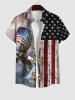 Cold Shoulder 3D Lace Up Distressed Ombre Patriotic American Flag Eagle Print Plus Size Matching Set For Couples -  