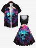 Plus Size Skull Cave Coconut Tree Mountain Print 1950s Hawaii Vintage Swing A Line Dress -  