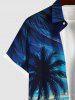 Plus Size Coconut Tree Ombre Sky Print Hawaii Button Pocket Shirt For Men -  