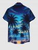 Chemise hawaïenne grande taille à imprimé cocotiers et ciel ombré pour homme - Multi-A 5XL