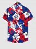 Plus Size Hibiscus Flower Palm Tree Leaf Print Buttons Pocket Hawaii Shirt For Men -  