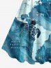 Plus Size Turtle Blue Ocean Sea World Map Pattern Print Hawaii Tank Dress -  