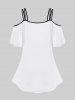 Plus Size Cold Shoulder Rose Flower Feather Wings Heart Print Cami T-shirt -  