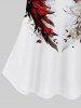 Plus Size Cold Shoulder Rose Flower Feather Wings Heart Print Cami T-shirt -  