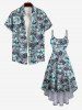 Plus Size Striped Flower Print Hawaii High Low Asymmetric A Line Cami Dress -  