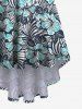 Plus Size Striped Flower Print Hawaii High Low Asymmetric A Line Cami Dress -  