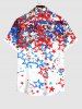 Chemise Drapeau Américain Etoile Colorée Imprimée avec Poche de Grande Taille pour Homme - Multi-A 4XL