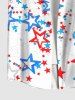 Chemise Drapeau Américain Etoile Colorée Imprimée avec Poche de Grande Taille pour Homme - Multi-A 4XL